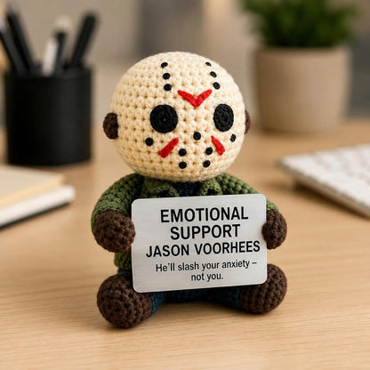 WoolyArtis™ | Emotional Support Jason Crochet Doll | Jason Amigurumi | Funny Crochet Gift | Personalized Desk Buddy