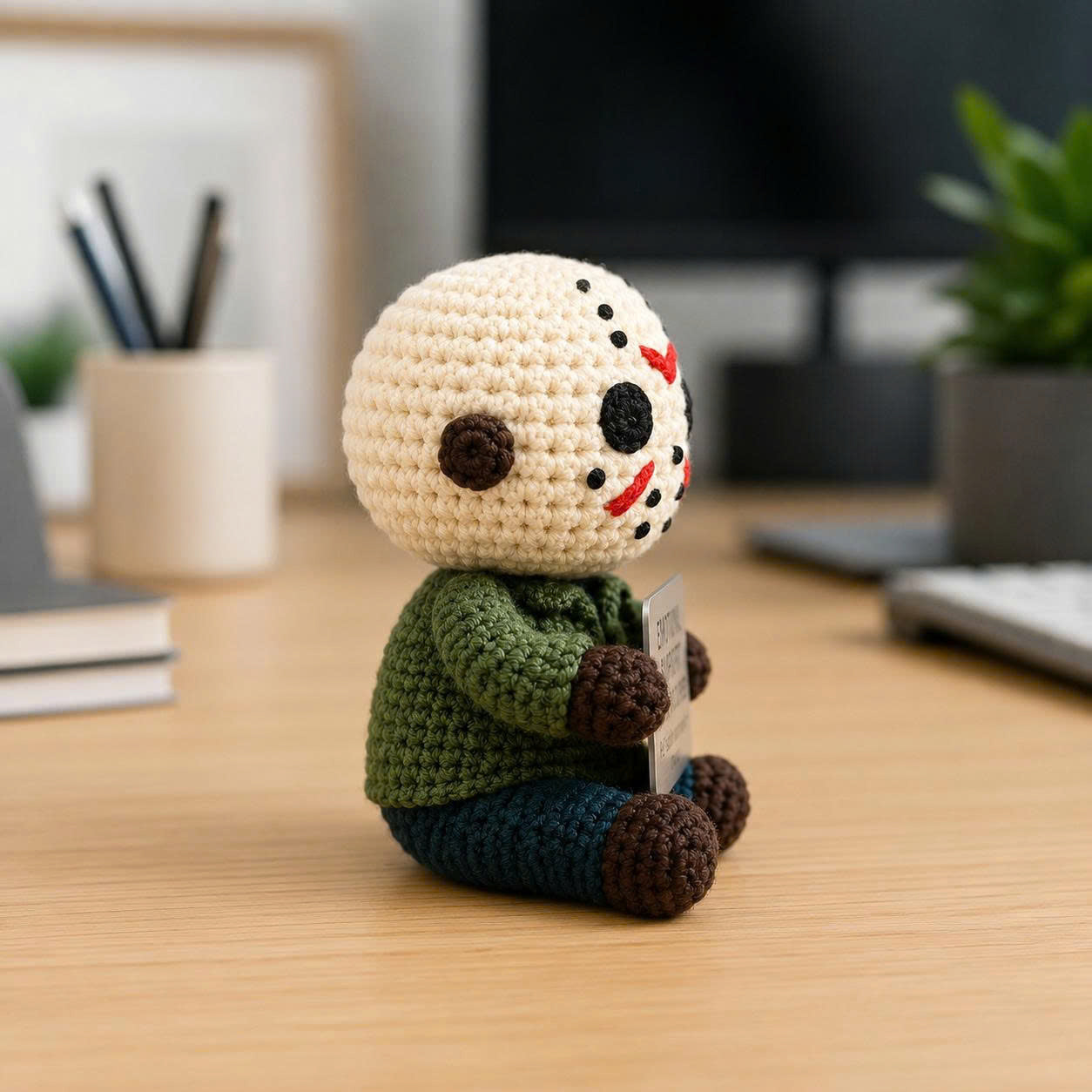 WoolyArtis™ | Emotional Support Jason Crochet Doll | Jason Amigurumi | Funny Crochet Gift | Personalized Desk Buddy