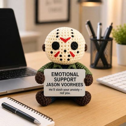 WoolyArtis™ | Emotional Support Jason Crochet Doll | Jason Amigurumi | Funny Crochet Gift | Personalized Desk Buddy