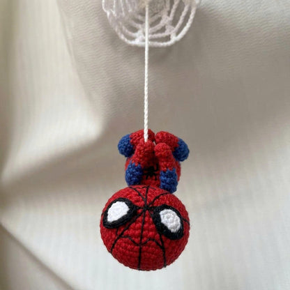 Handmade Crochet Spider Man Hanging Ornament – Car Mirror & Bag Charm