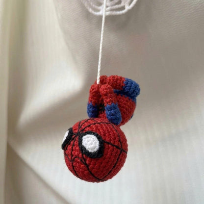 Handmade Crochet Spider Man Hanging Ornament – Car Mirror & Bag Charm