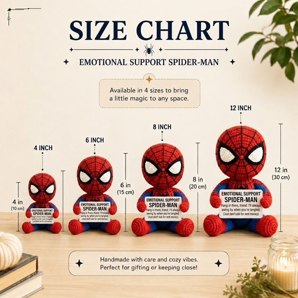 WoolyArtis™ | Emotional Support Spider Man Crochet Doll | Spider Man Amigurumi | Funny Crochet Gift | Personalized Desk Buddy