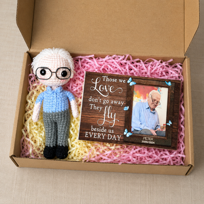 WoolyArtis™ | Personalized Memorial Crochet Doll, Custom Photo Portrait Doll,  Sympathy Gift Loss of Loved One, Handmade Bereavement Gift,  "Forever In My Heart" Keepsake Doll