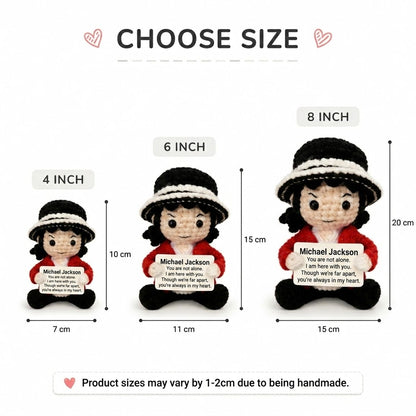 WoolyArtis™ | Michael Inspired Crochet Doll – Handmade Fan Keepsake, Emotional Support Gift, Cute Desk Companion & Stress Relief Plush