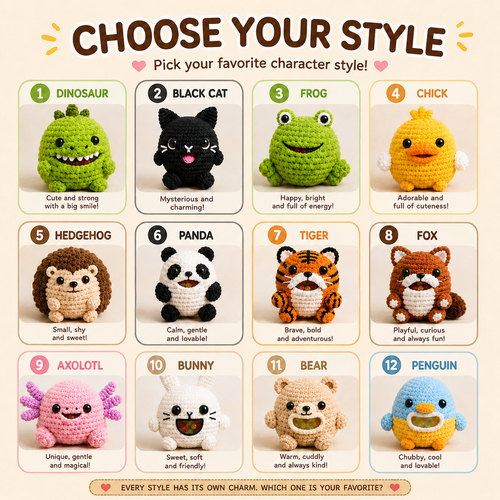 WoolyArtis™ | Crochet Animal Stress Ball Bundle | Crochet Hacky Sack Collection | Kawaii Amigurumi Fidget Toys | Handmade Sensory Stress Relief Gift Set