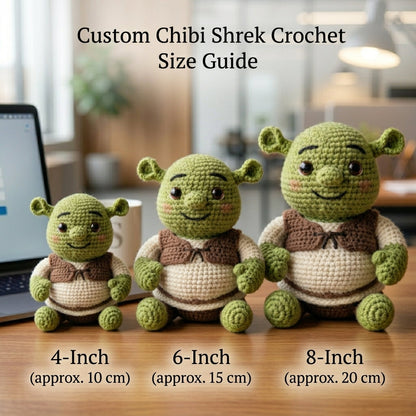 Chubby Shrek Crochet Plushie - Funny Emotional Support Desk Decor & Coworker Gift with Personalized Quote