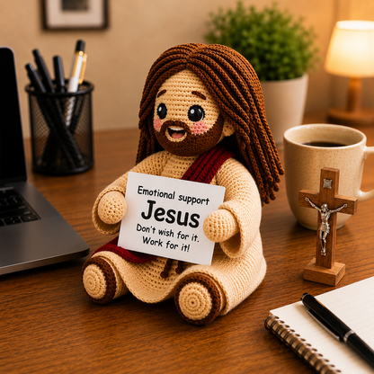 WoolyArtis™ | Emotional Support Jesus Crochet Doll | Handmade Christian Gift | Cute Jesus Plush | Faith Encouragement Gift