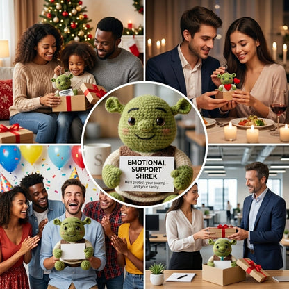 Chubby Shrek Crochet Plushie - Funny Emotional Support Desk Decor & Coworker Gift with Personalized Quote