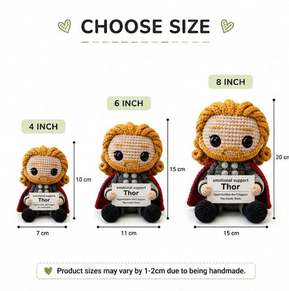 WoolyArtis™ | Thor Inspired Crochet Doll – Emotional Support Thor Plush – Handmade Crochet Hero Gift – Funny Desk Buddy – Amigurumi Collectible Decor
