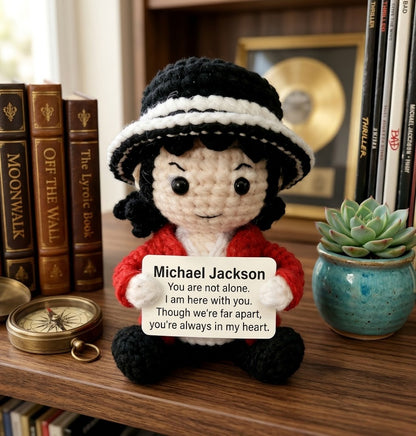 WoolyArtis™ | Michael Inspired Crochet Doll – Handmade Fan Keepsake, Emotional Support Gift, Cute Desk Companion & Stress Relief Plush
