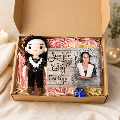 WoolyArtis™ | Personalized Memorial Crochet Doll, Custom Photo Portrait Doll,  Sympathy Gift Loss of Loved One, Handmade Bereavement Gift,  "Forever In My Heart" Keepsake Doll