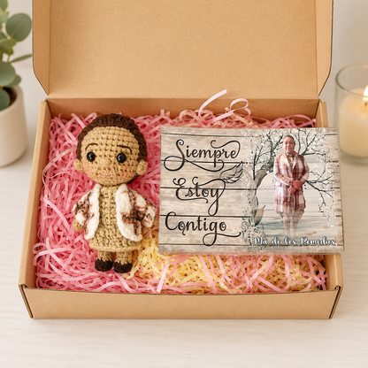 WoolyArtis™ | Personalized Memorial Crochet Doll, Custom Photo Portrait Doll,  Sympathy Gift Loss of Loved One, Handmade Bereavement Gift,  "Forever In My Heart" Keepsake Doll