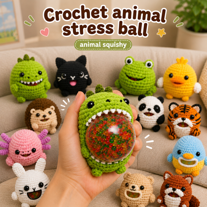 WoolyArtis™ | Crochet Animal Stress Ball Bundle | Crochet Hacky Sack Collection | Kawaii Amigurumi Fidget Toys | Handmade Sensory Stress Relief Gift Set