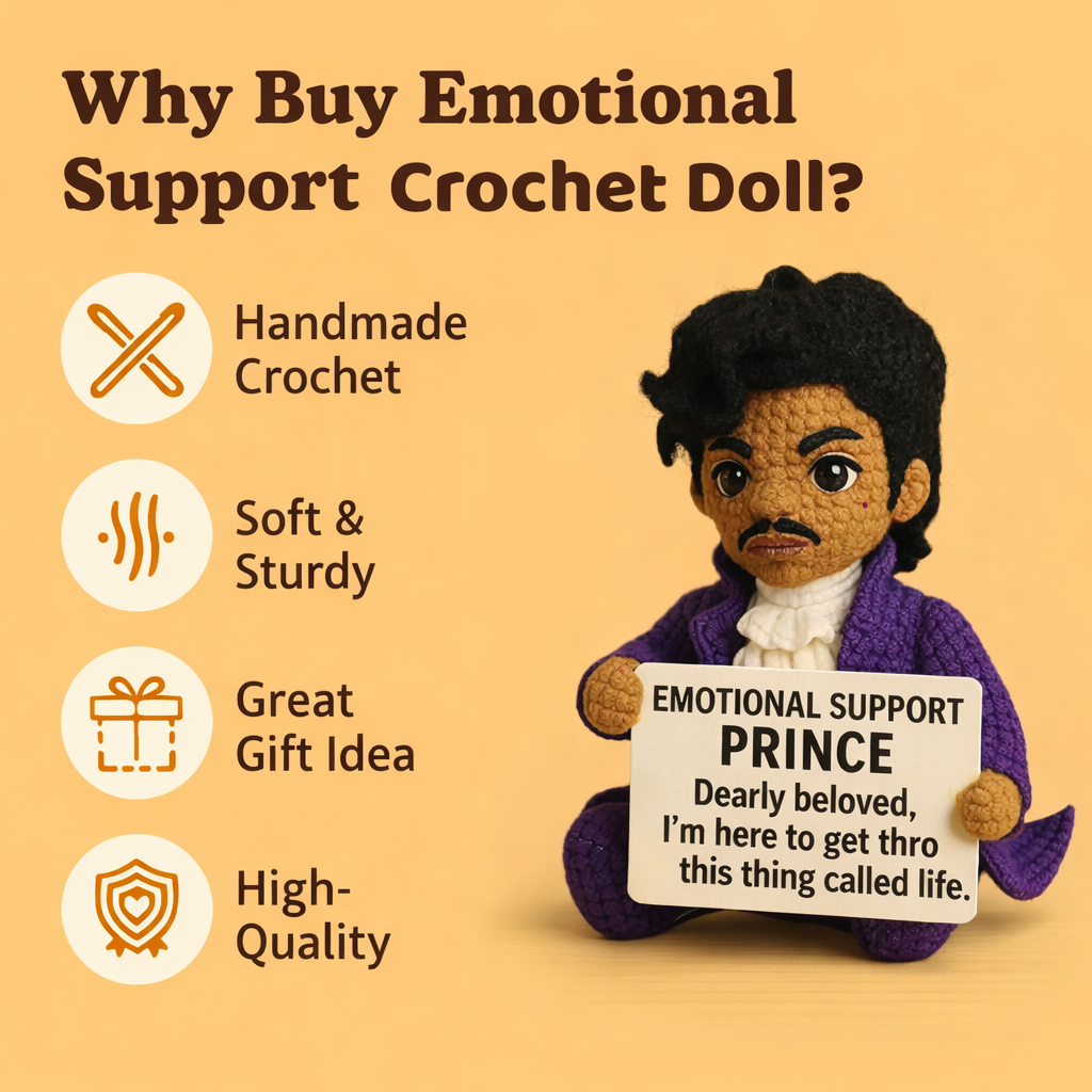 WoolyArtis™ emotional support crochet doll with soft yarn body, embroidered facial features, and cozy handmade design.