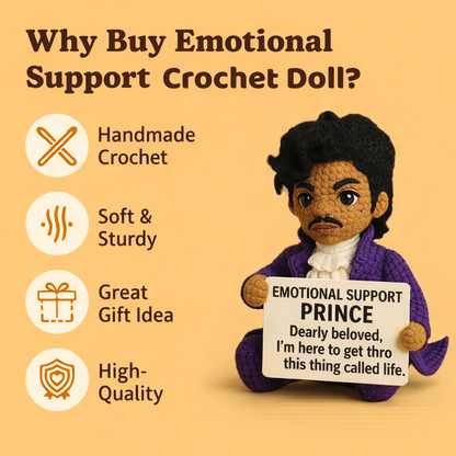 WoolyArtis™ emotional support crochet doll with soft yarn body, embroidered facial features, and cozy handmade design.