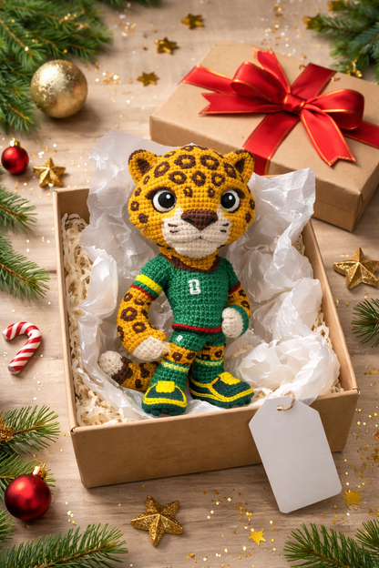 Handmade WoolyArtis WoolyArtis™ plush mascot toy representing a World Cup mascot with soft fabric and detailed embroidery.