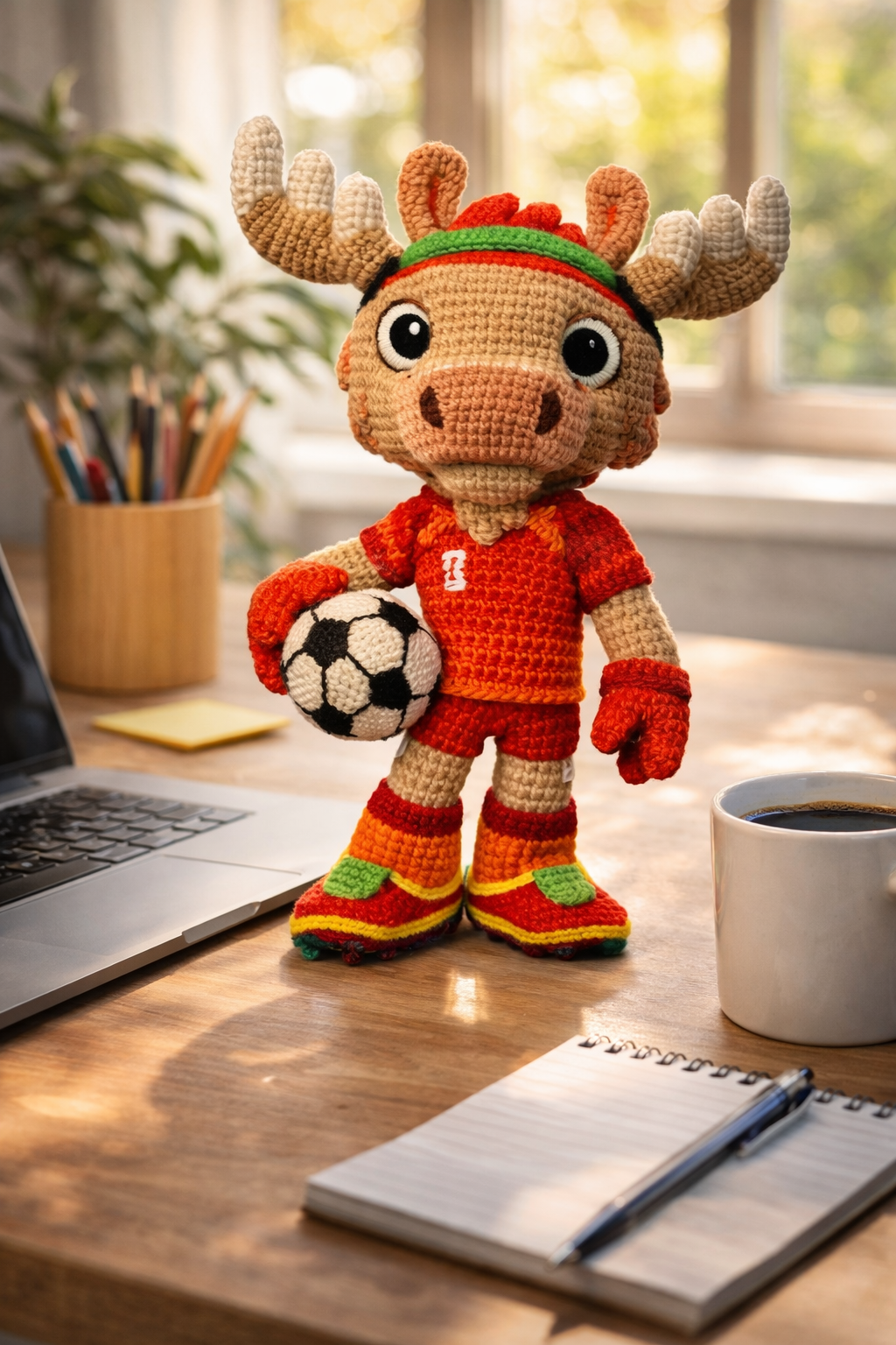 Handmade WoolyArtis WoollyArtis World Cup mascot plush with soft fabric and detailed embroidery, perfect for collectors and fans.