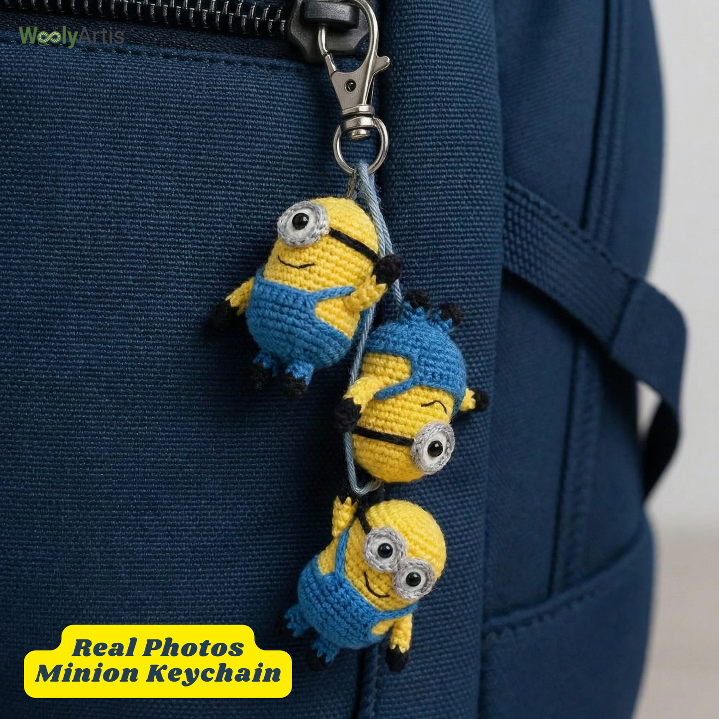 WoolyArtis™ - Crochet Minion Car Hanging - WoolyArtis