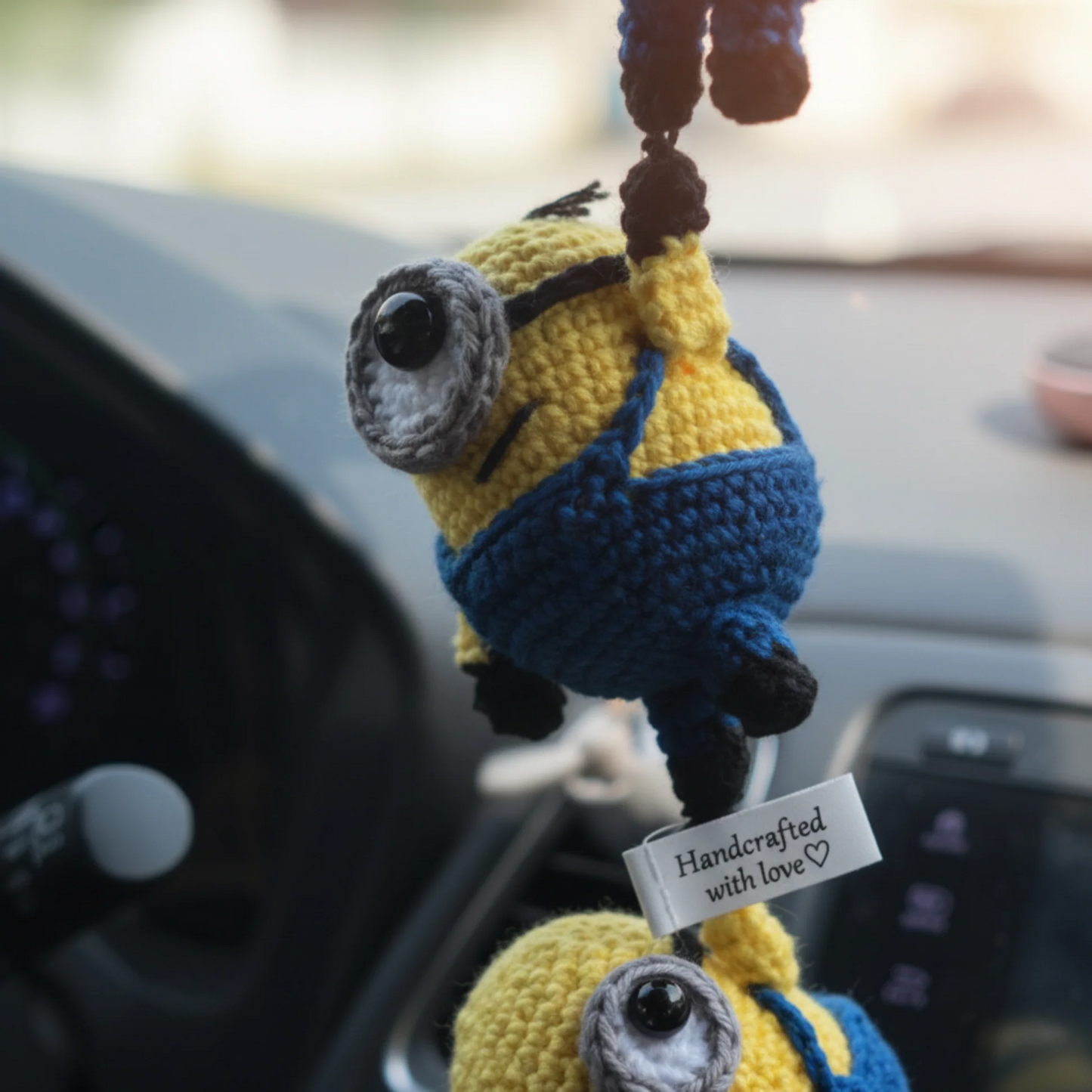 WoolyArtis™ - Crochet Minion Car Hanging - WoolyArtis