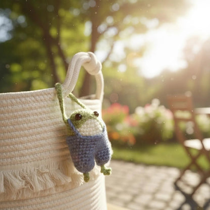 WoolyArtis™ Handmade Frog Amigurumi - Blue Overalls Style - WoolyArtis