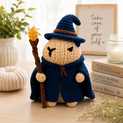 WoolyArtis™ | Emotional Support Pumpkin Wizard Crochet Plush with Personalized Quote | Handmade Wizard Pumpkin Doll | Cute Desk Buddy | Cozy Fall Decor | Self Care Gift | Halloween Gift