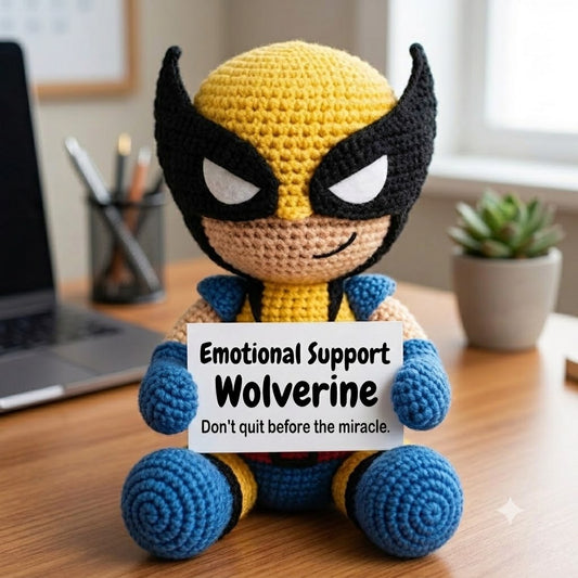 Handmade WoolyArtis WoolyArtis Emotional Support Wolverine crochet plush doll, soft Marvel-inspired superhero gift for fans