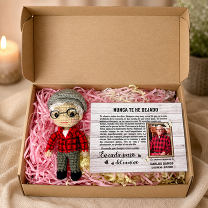 WoolyArtis™ | Personalized Memorial Crochet Doll, Custom Photo Portrait Doll,  Sympathy Gift Loss of Loved One, Handmade Bereavement Gift,  "Forever In My Heart" Keepsake Doll