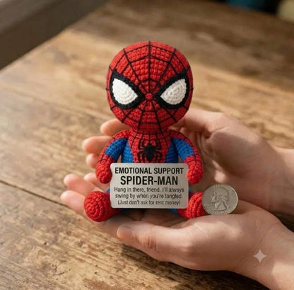 WoolyArtis™ | Emotional Support Spider Man Crochet Doll | Spider Man Amigurumi | Funny Crochet Gift | Personalized Desk Buddy