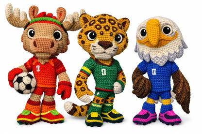 Handmade WoolyArtis WoolyArtis™ World Cup mascot plush with colorful details and soft fabric, perfect for sports fans and collectors.