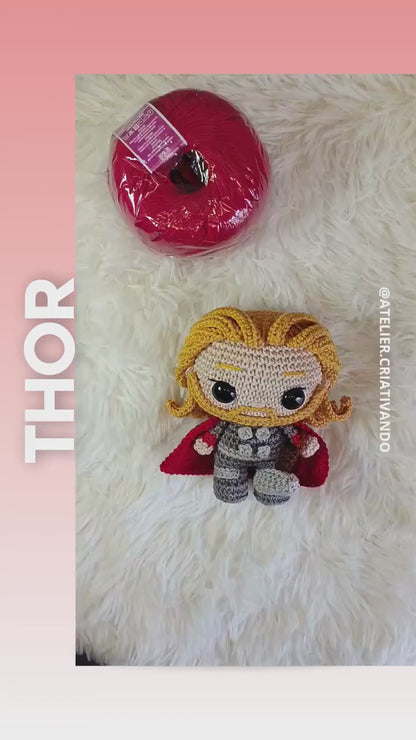 WoolyArtis™ | Thor Inspired Crochet Doll – Emotional Support Thor Plush – Handmade Crochet Hero Gift – Funny Desk Buddy – Amigurumi Collectible Decor