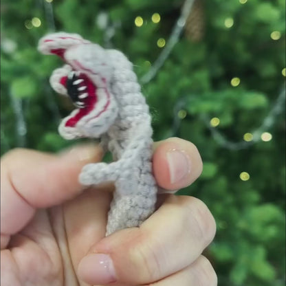 Crochet Demogorgon Fidget Keychain, Stranger Things Inspired Clicking Toy with Hidden Hair Clip