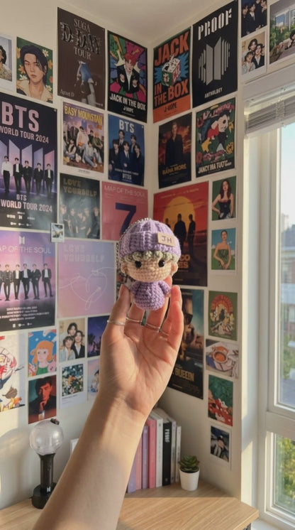 WoolyArtis™ |  Handmade K-Pop Inspired Crochet Doll Keychain Set, Cute Amigurumi Mini Plush Bag Charms, Fan-Made Member Doll Accessories, K-Pop Lover Gift