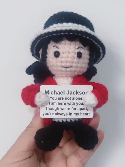 WoolyArtis™ | Michael Inspired Crochet Doll – Handmade Fan Keepsake, Emotional Support Gift, Cute Desk Companion & Stress Relief Plush