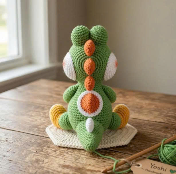 WoolyArtis™ | Crochet Green Dinosaur Plush | Handmade Emotional Support Dino | Cute Desk Buddy | Motivational Crochet Gift | Kawaii Amigurumi Stuffed Animal